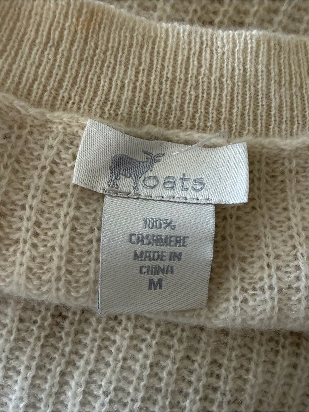 Oats Cashmere by Debra Hayburn Ivory Cream Knit Long Sleeve Crew Neck Sweater - Picture 6 of 6